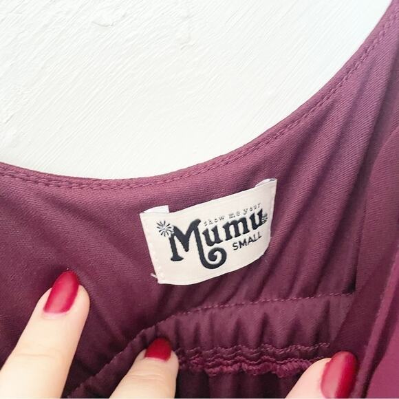 Show Me Your Mumu Merlot Chiffon Caitlin Ruffle Maxi Dress Size S - Picture 9 of 9